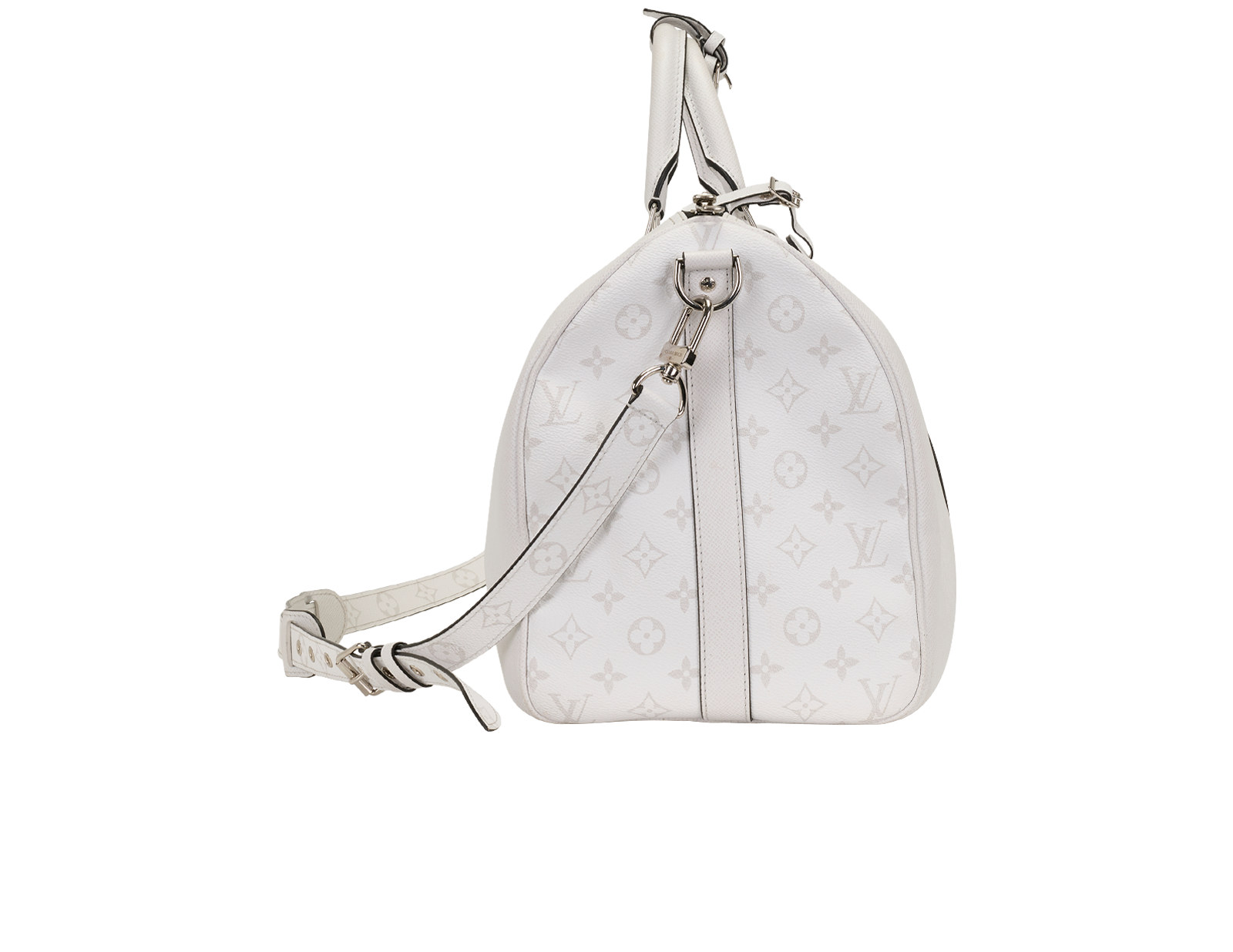 Keepall Bandouliere 50, &pound;1,500, Handbags, White, Canvas/Leather, Side view